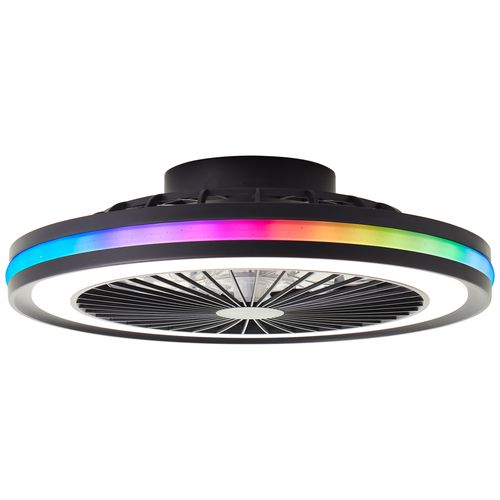Brilliant Plafondventilator Palmero Zwart Led Rgb 40w