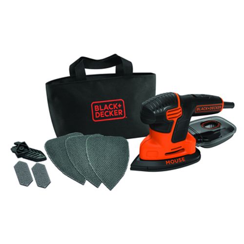 Black & Decker mouse schuurmachine 120w 3 grijpzones met accessoires in softbag